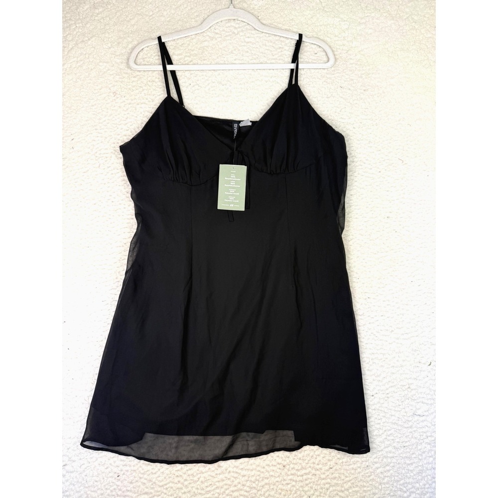 H&M Divided Dress Womens Large Black Slip Lined Babydoll Whimsygoth Feminine